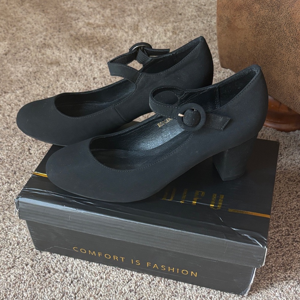 IDIFU Elegant Black Mary Jane Heels